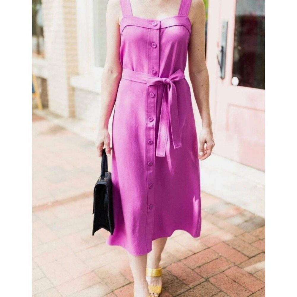 EVERLANE japanese goweave picnic apron dress in purple size 0
